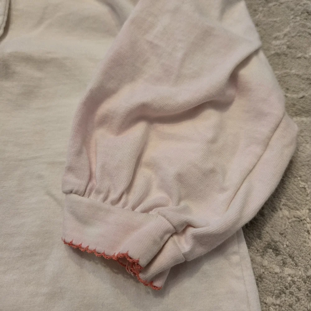 Vintage 1990s Osh Kosh B'gosh White Pink Long Sleeved Embroidered Collar Shirt